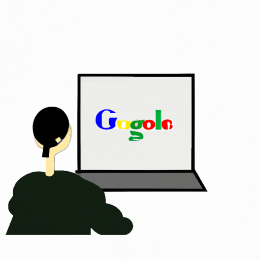 תמונה של אדם מסתכל על מחשב, עם לוגו של גוגל ברקע.