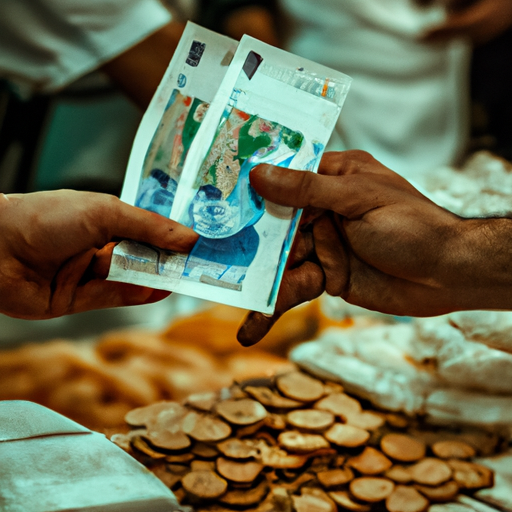 תמונה של שוק ישראלי שוקק חיים עם מטבעות שקל מחליפים ידיים.