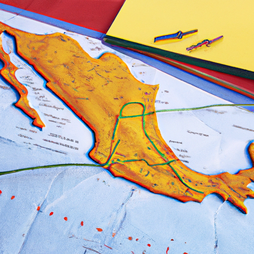 3. תמונה של מפה מסומנת היטב של מקסיקו, המסמלת נסיעה יעילה ובטוחה
