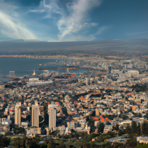 נוף פנורמי יפהפה של חיפה, המדגיש את המערך הגיאוגרפי שלה.