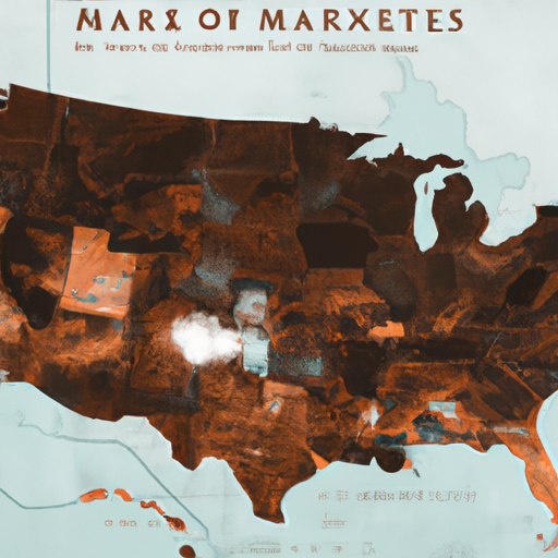 מפה של ארצות הברית המדגישה את שווקי הנדל"ן הגדולים