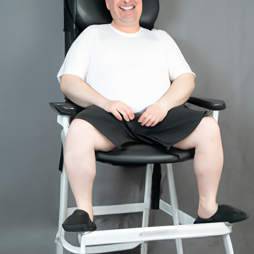 תמונה מחממת לב של אדם חייכן, משתמש בביטחון בכיסא המקלחת הטלסקופי שלו