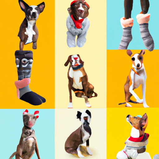 קולאז' תמונות של גזעי כלבים שונים הלובשים את הגרביים של בל אונליין